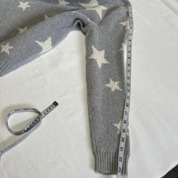 Marled Womens Lg Sweater Grey White Stars Knit Casual Y2K Crochet Cottage Core - Picture 8 of 12